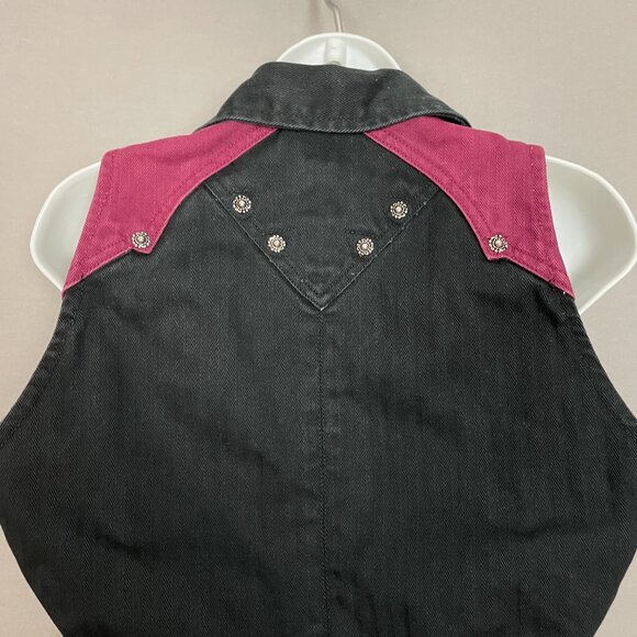 Vintage Western Ethics Jeans Vest Top Pants Country Maroon Black Women Two Tone - Picture 11 of 16